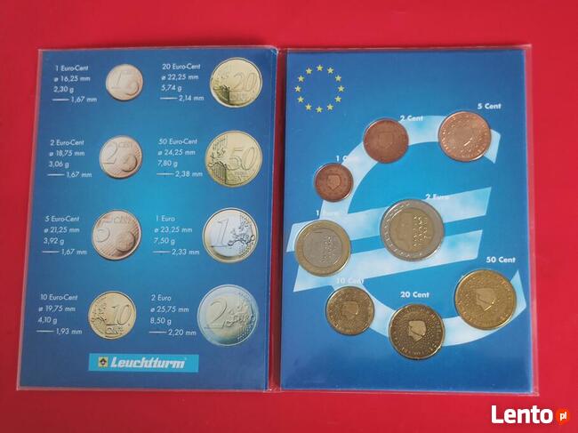 Holandia, klaser z monetami od 2 euro do 1 centa - 8szt.