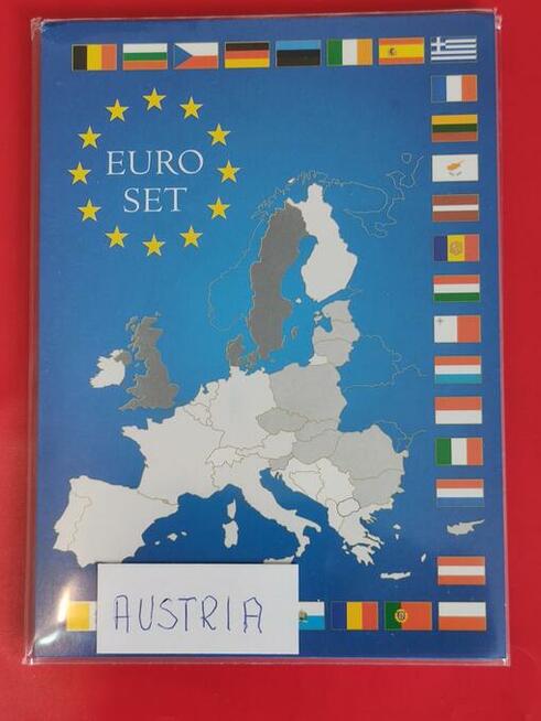Austria, klaser z monetami od 2 euro do 1 centa - 8szt