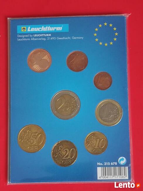 Holandia, klaser z monetami od 2 euro do 1 centa - 8szt.