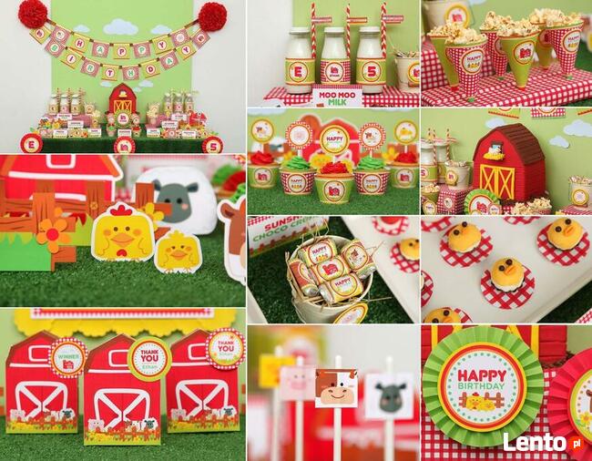 FARMA WIEŚ ZAGRODA szablony urodziny słodki stół candybar