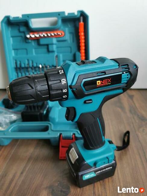 Nowe wkrętarko - wiertarki onex 1542 2x bateria 2Ah 18v