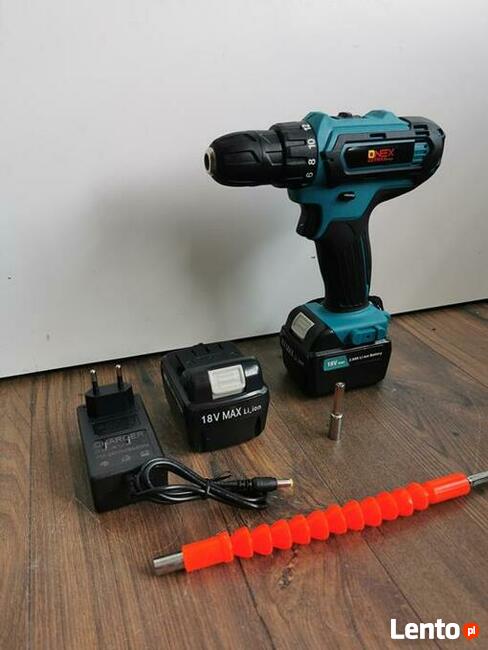 Nowe wkrętarko - wiertarki onex 1542 2x bateria 2Ah 18v