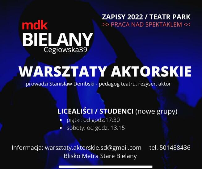 WARSZTATY AKTORSKIE dla dzieci, młodzieży, studentów