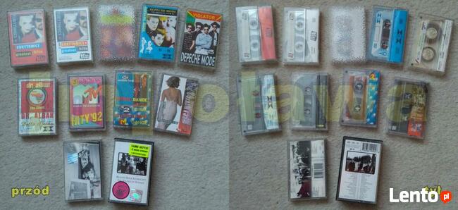 muzyczna kolekcja kaset magnetofonowych różny rodzaj muzyki