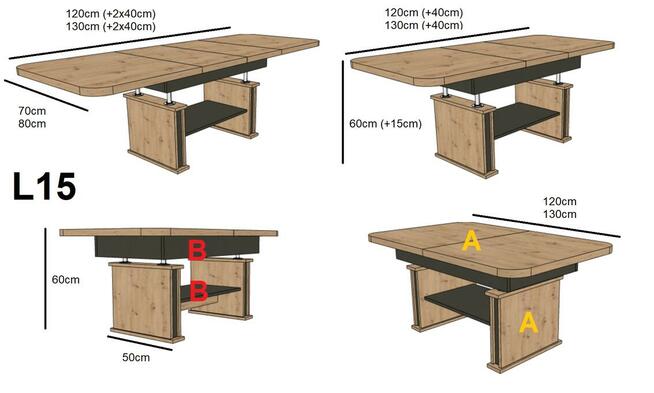 Ławostół Ława Stół L15 rozkładany do 200/210 Artisan / Biały