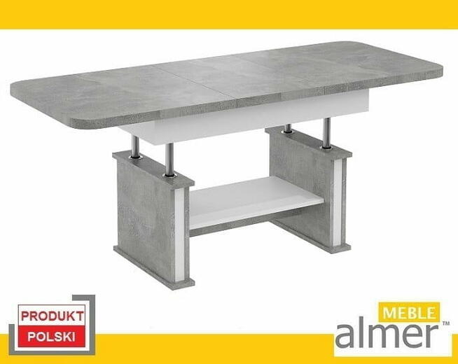 Ławostół Ława Stół L15 rozkładany do 200cm Beton Jasny Biały