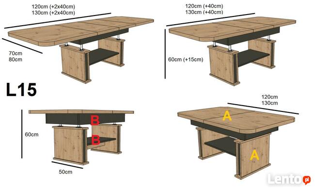 Ławostół Ława Stół L15 rozkładany do 200/210 Dąb Sonoma Biel