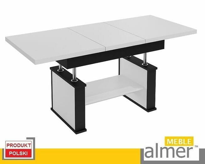 Ławostół Ława Stół L62 rozkładany Biały Czarny do 200/210cm