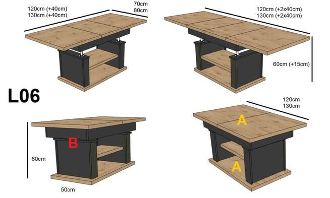 Ławostół Ława Stół Loft L06 rozkładany Dąb Sonoma Biały