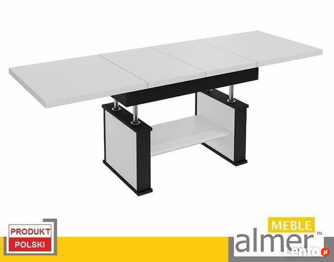 Ławostół Ława Stół L62 rozkładany Biały Czarny do 200/210cm