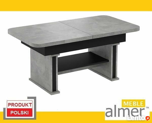 Duża Ława Stół Ławostół L02 rozkładany Beton Ciemny Czarny