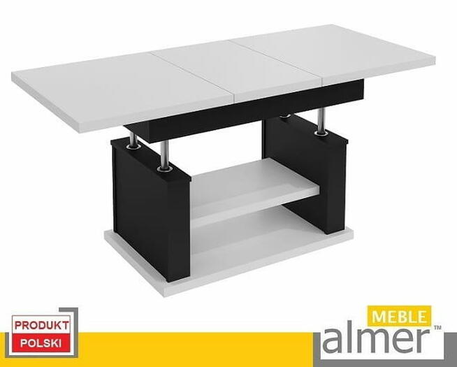 Ławostół Ława L06 rozkładany do 200/210cm Biały / Czarny