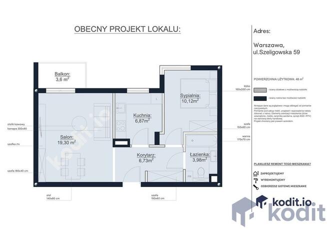 Nowe 48 m2 Dwa pokoje z kuchnią i garażem