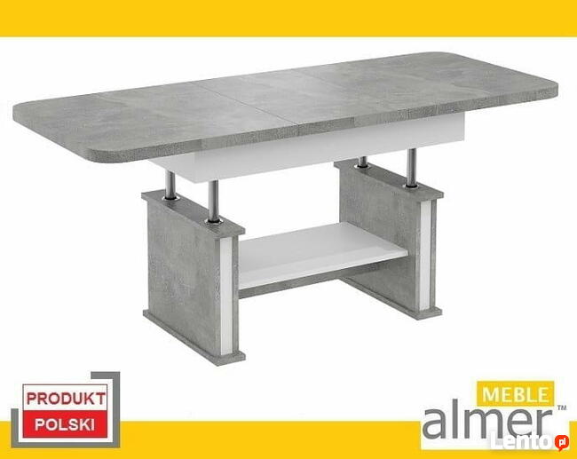 Duża Ława Stół Ławostół Loft L02 rozkładany Beton Jasny Biel