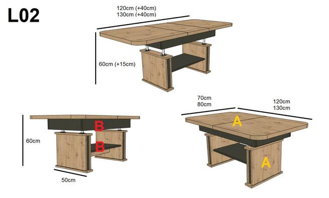 Duża Ława Stół Ławostół Loft L02 rozkładany Dąb Artisan Biel