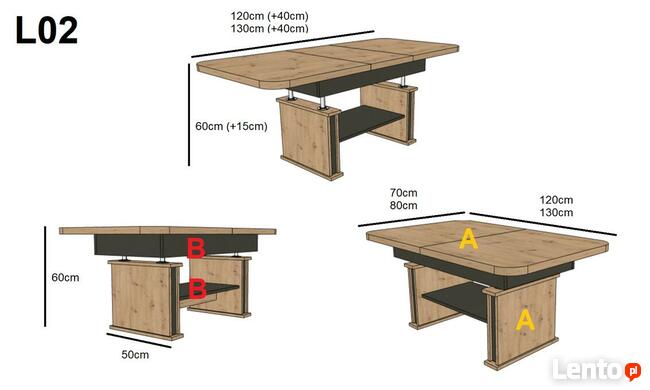 Duża Ława Stół Ławostół Loft L02 rozkładany Beton Jasny Biel