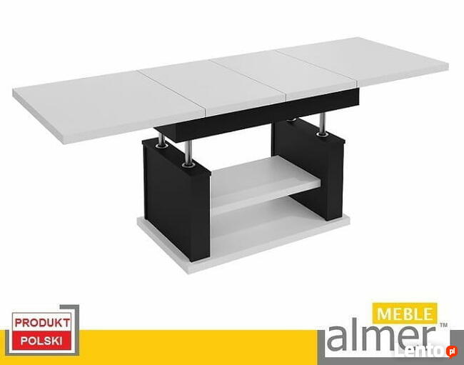Ławostół Ława L06 rozkładany do 200/210cm Biały / Czarny