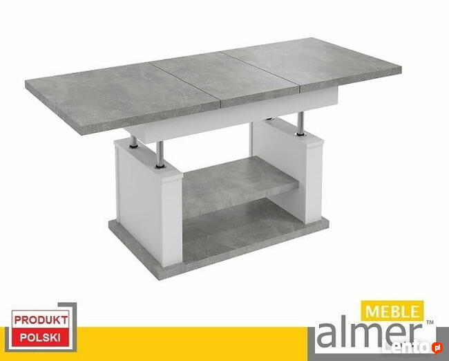 Ławostół Ława Stół Loft L06 rozkładany Beton Jasny Biały