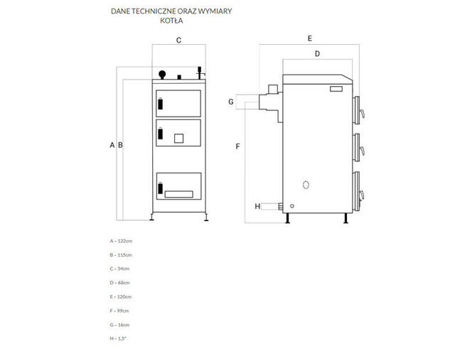 Kocioł piec NADMUCHOWY na DREWNO 5 klasa 13kW