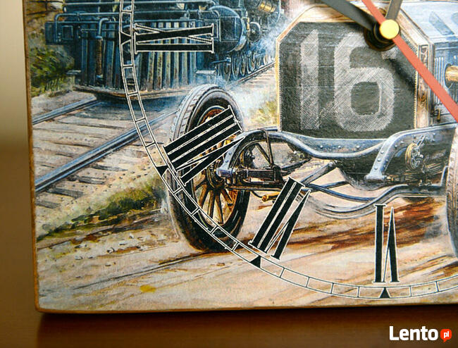 Zegar, stare auto wyścigowe.