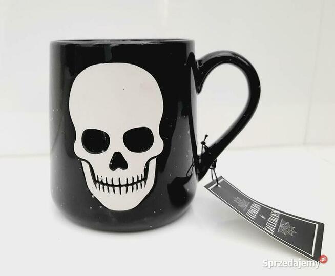 Skull cup biała czacha czarny kubek halloween mug czaszka