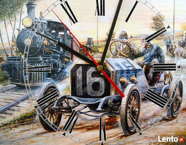 Zegar, stare auto wyścigowe.