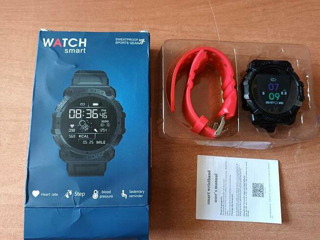 Smartwatch BT, inteligentny zegarek, pulsometr, krokomierz