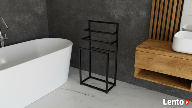 CZARNY METALOWY WIESZAK / STOJAK NA RĘCZNIKI !