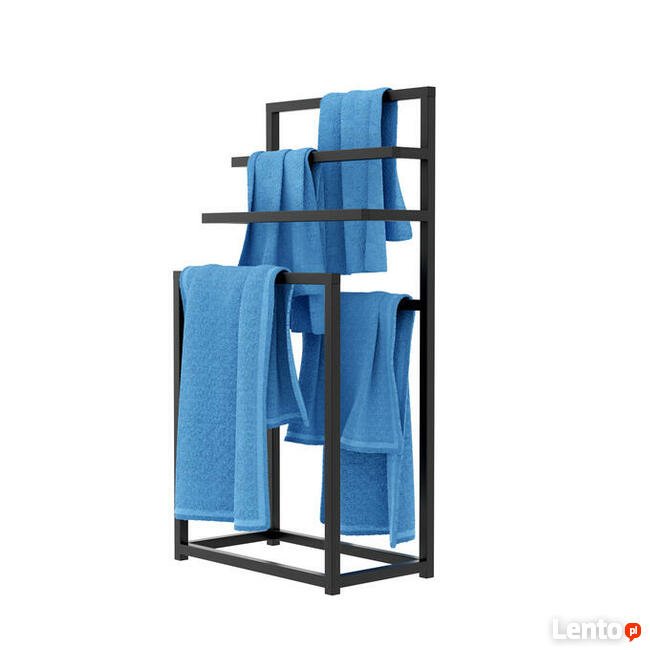 CZARNY METALOWY WIESZAK / STOJAK NA RĘCZNIKI !