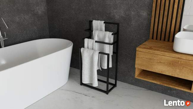 CZARNY METALOWY WIESZAK / STOJAK NA RĘCZNIKI !