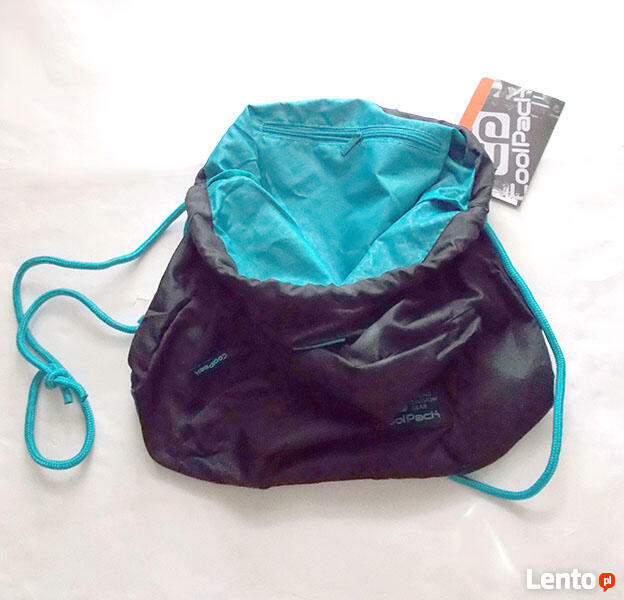 turkusowo czarny workoplecak, sportowy worek coolpack