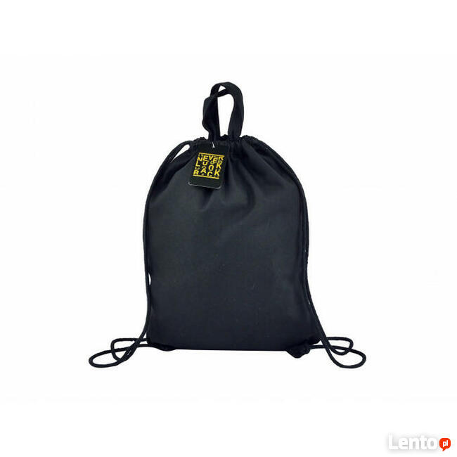 czarno złoty worek, workoplecak z napisami płocienny worek