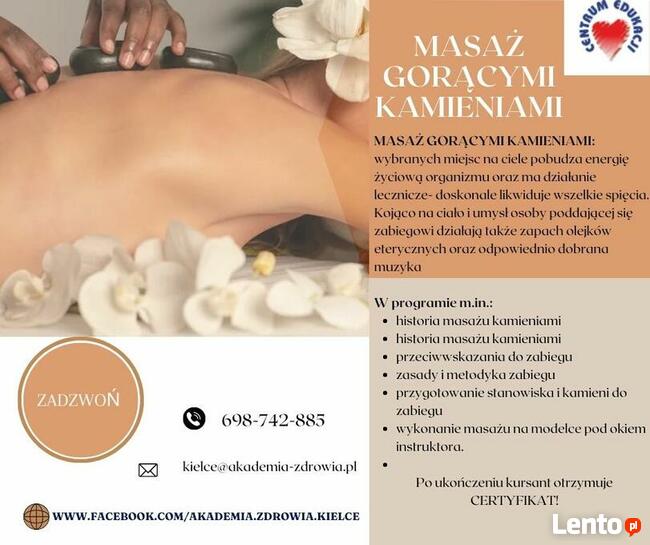 MASAŻ GORĄCYMI KAMIENIAMI ( 8 h )