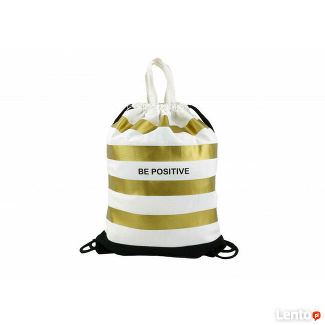 płocienny workoplecak, złoty worek w pasy