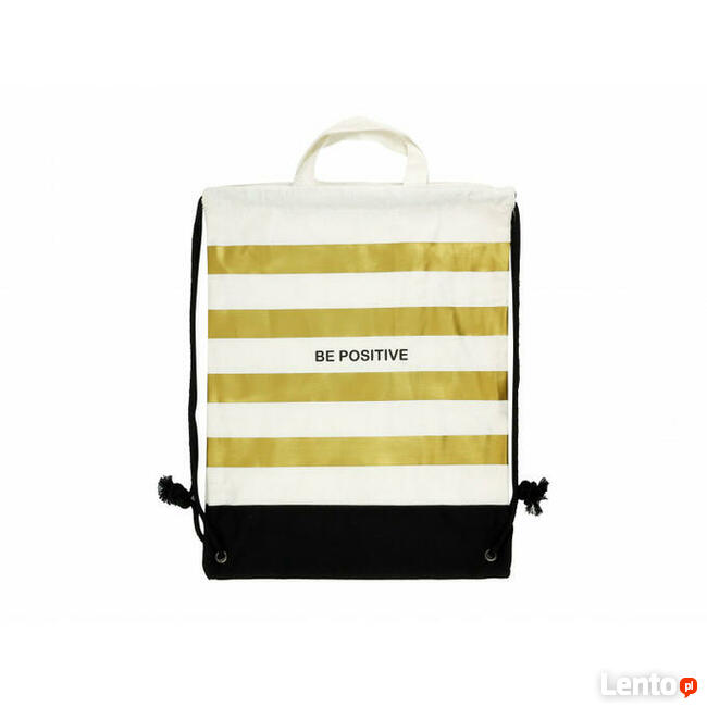 płocienny workoplecak, złoty worek w pasy