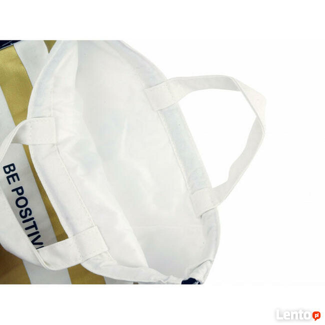 płocienny workoplecak, złoty worek w pasy