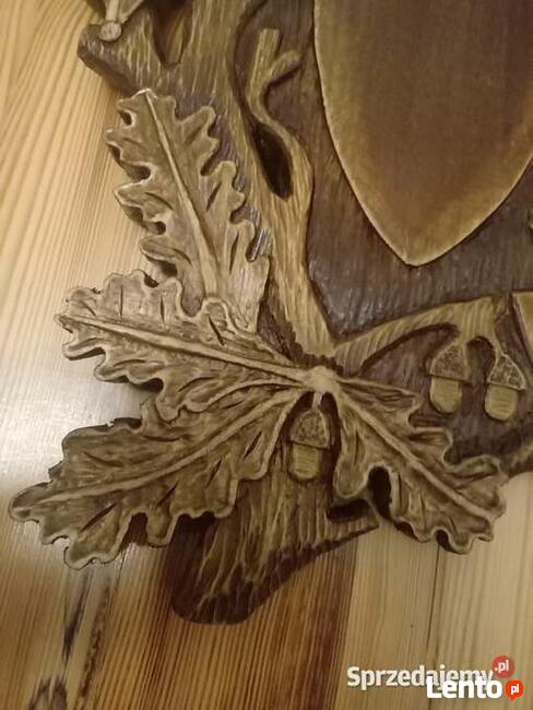 Piękna deska na trzy poroża, Trofea - rzeźbiona ręcznie