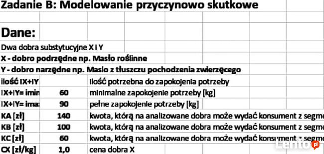 Modelowanie przyczynowo skutkowe - Rozwiązanie Excel