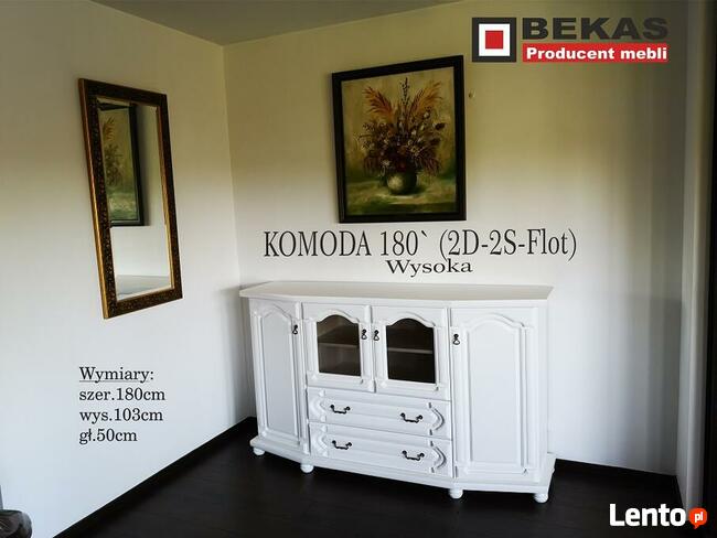 Stylowa Komoda 180` Wysoka (2S-4D) Biały Dąb od Bekas Meble