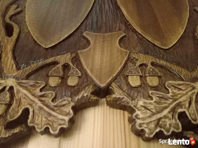 Piękna deska na trzy poroża, Trofea - rzeźbiona ręcznie