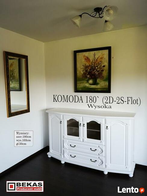 Stylowa Komoda 180` Wysoka (2S-4D) Biały Dąb od Bekas Meble
