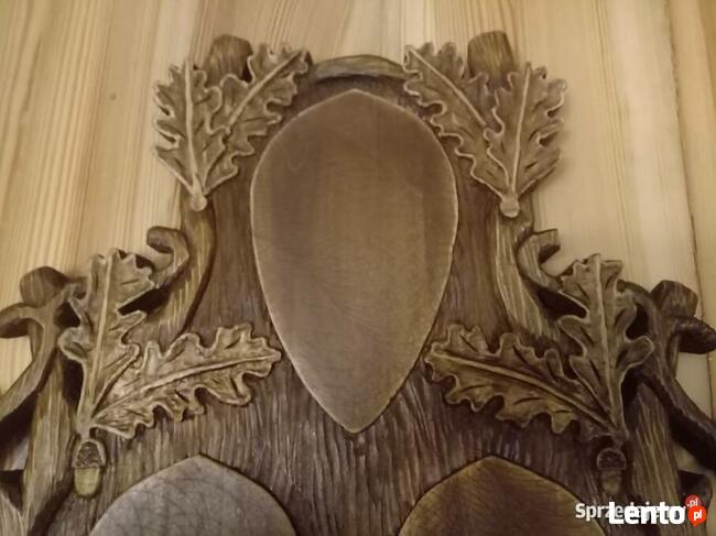 Piękna deska na trzy poroża, Trofea - rzeźbiona ręcznie