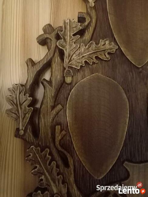 Piękna deska na trzy poroża, Trofea - rzeźbiona ręcznie