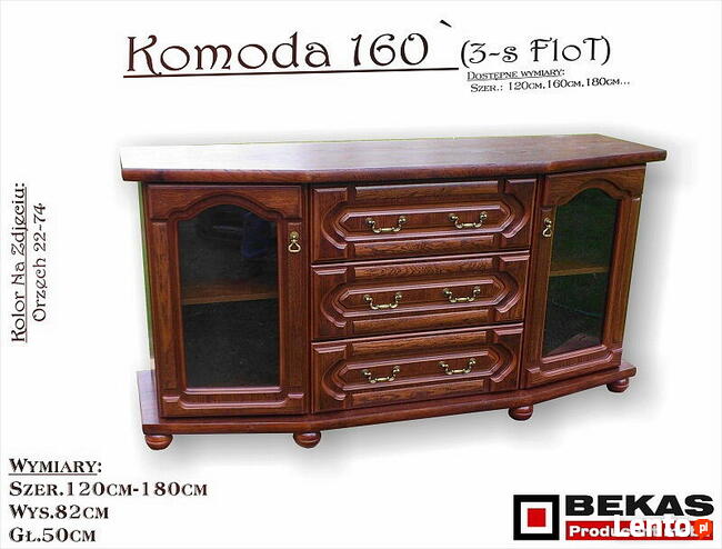 Stylowa Komoda 120 (3S-FloT) od Bekas Meble Stylowe Dąb Rust