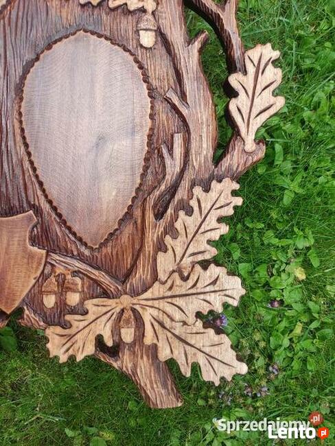 Piękna deska na trzy poroża, Trofea - rzeźbiona ręcznie.