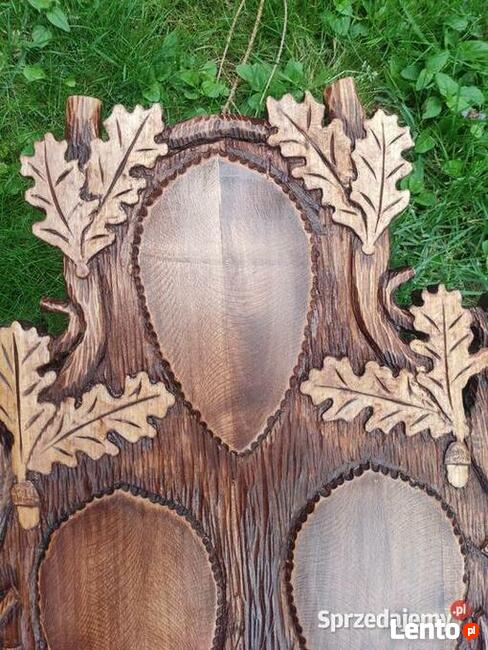 Piękna deska na trzy poroża, Trofea - rzeźbiona ręcznie.