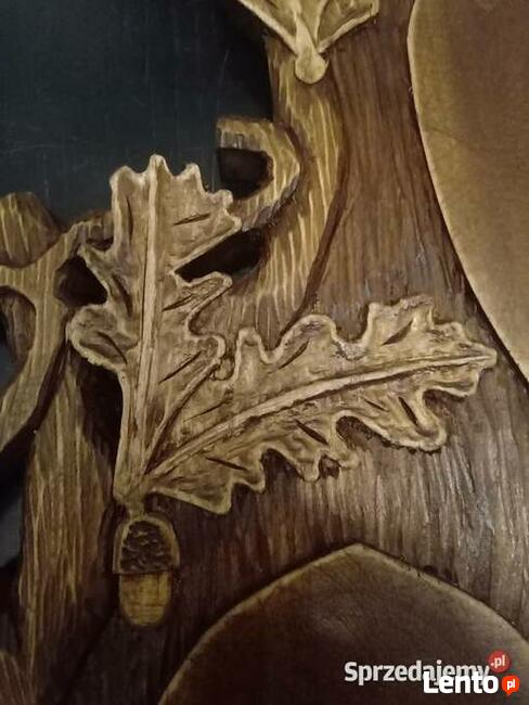 Piękna deska na trzy poroża, Trofea - rzeźbiona ręcznie
