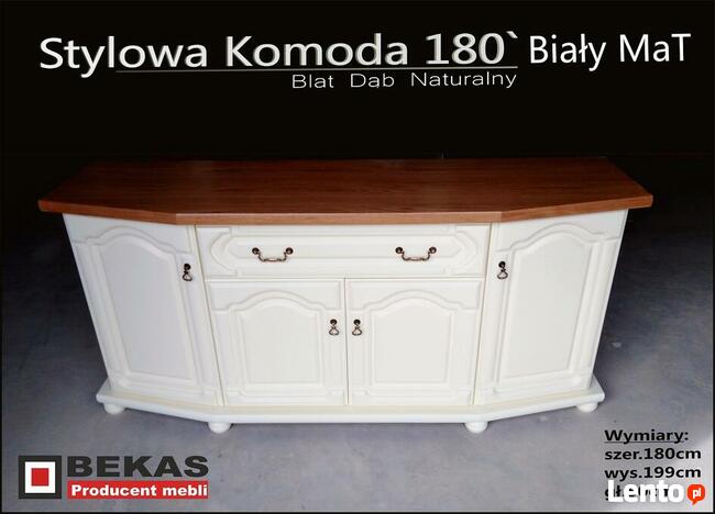 Stylowa Komoda 180` Wysoka (2S-4D) Biały Dąb od Bekas Meble