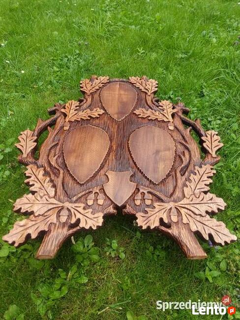 Piękna deska na trzy poroża, Trofea - rzeźbiona ręcznie.