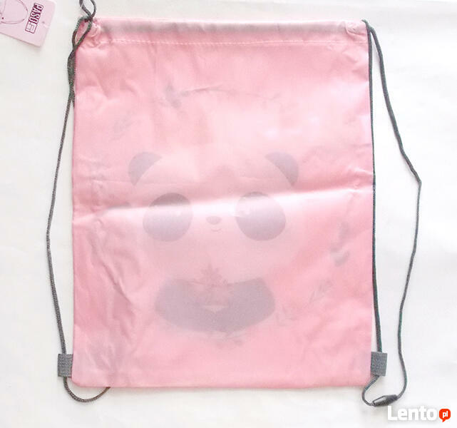 panda worek na buty, pudrowy worek dla dziewczynki